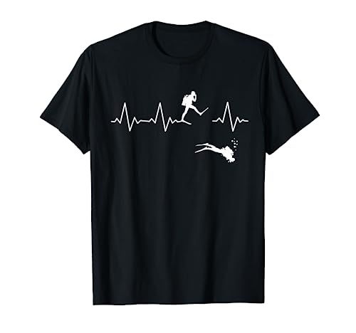 Taucher TShirt Herzschlag Heartbeat Puls EKG Lustig T-Shirt