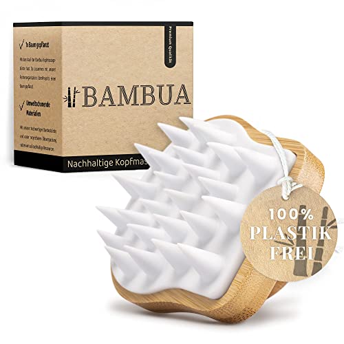 BAMBUA Kopfhaut Massagebürste - (100% Plastikfrei) Shampoo Bürste aus Bambus -...