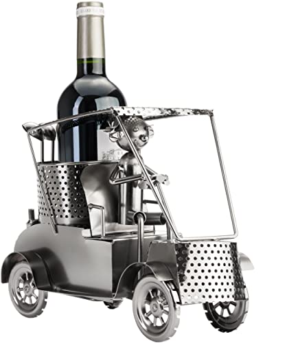BRUBAKER Wein Flaschenhalter Golfer in einem Golfcart - Metall Skulptur -...