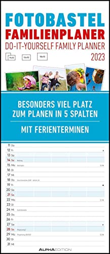 Foto-Bastel-Familienplaner 2023 - Bastelkalender zum Aufhängen - 19,5x45 cm -...