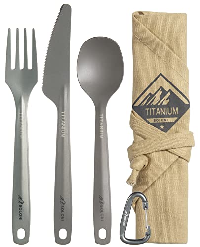 BOLONI Campingbesteck, Titan Bestecksets, 3-teiliges Titan Gabel-Löffel-messer...