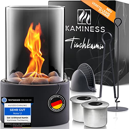 KAMINESS® Tischkamin | Verstellbare Flamme & 4h Brenndauer | Tischfeuer Set |...