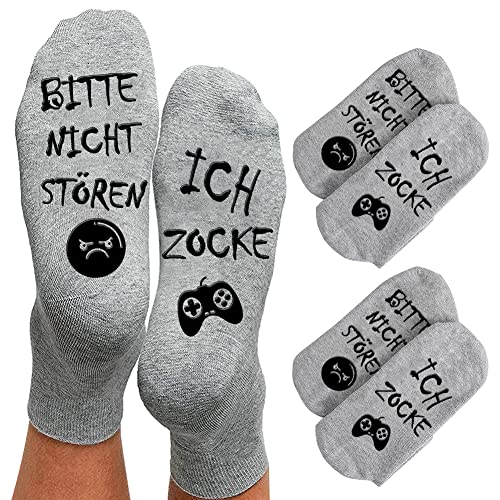 Gaming Socken Geschenke für Gamer 2 Paar mit Spruch bitte nicht stören ich...