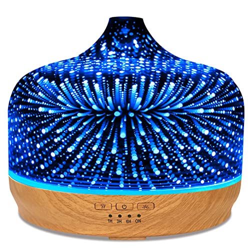 Exqline Aroma Diffuser 500ml Glas 3D Feuerwerk, Duft Diffuser für Ätherische...